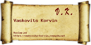 Vaskovits Korvin névjegykártya